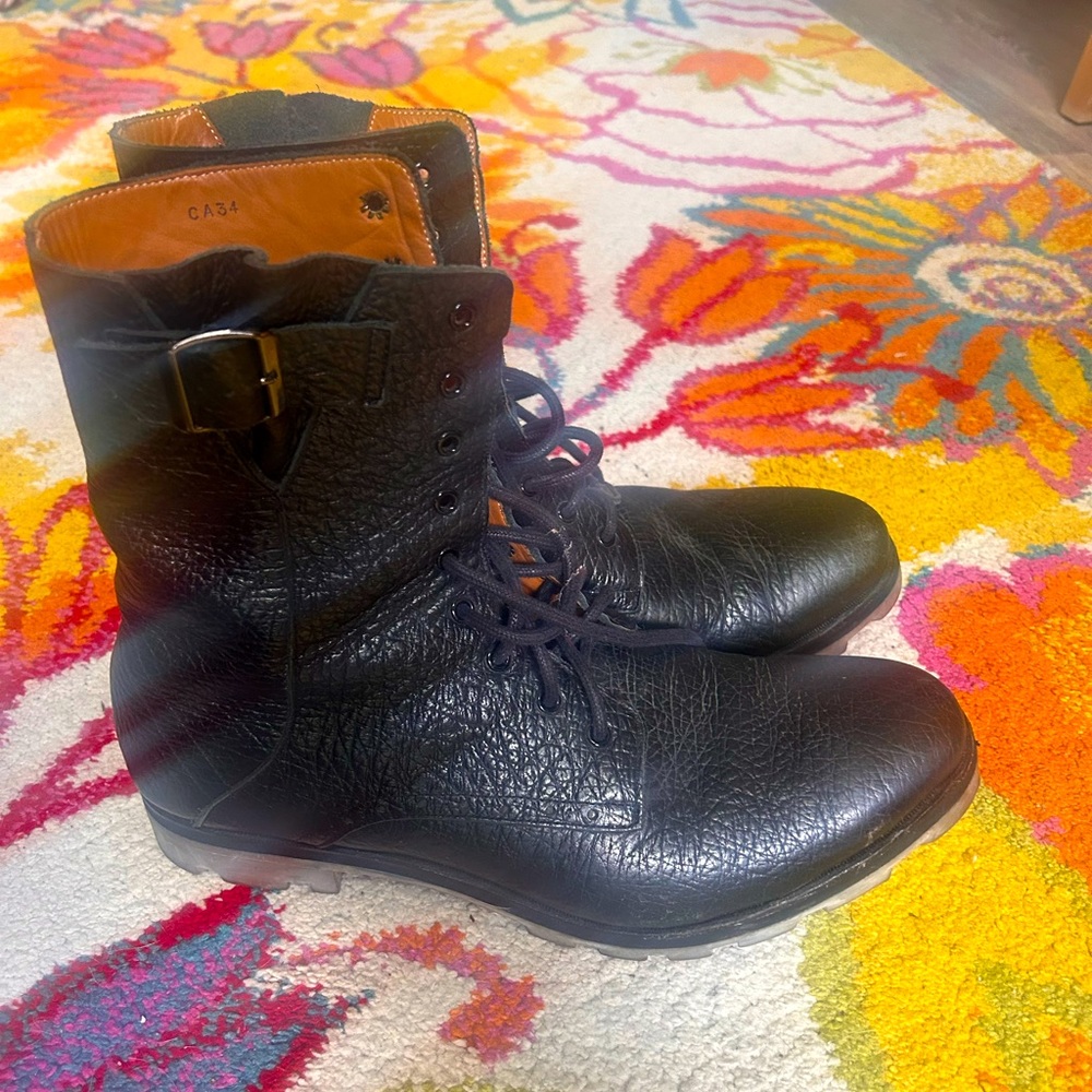 John Fluevog Gaurdian Angel Ronald. Black boot in men’s size 11.